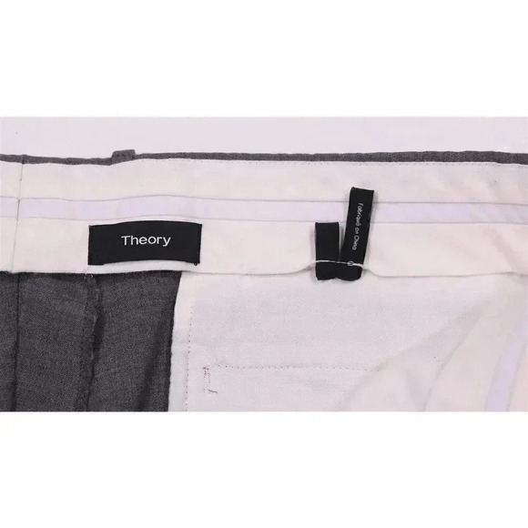 Theory Cody Uomo Solid Gray Flat Front Wool Dress Pants Trousers 38x33 - Picture 6 of 8